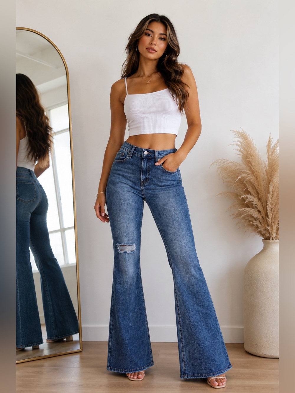 Fashion Nova Women's Blue Flared Jeans